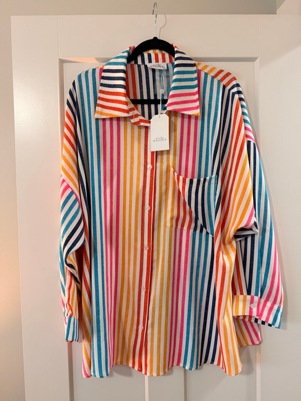 Emily Wonder by Andre Colorful Striped Button-Up Shirt